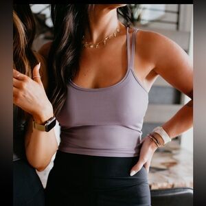 Lily&Lottie Womens Shapewear Bra Lilac Size XL Sports Bra/Tank Rounded Neckline